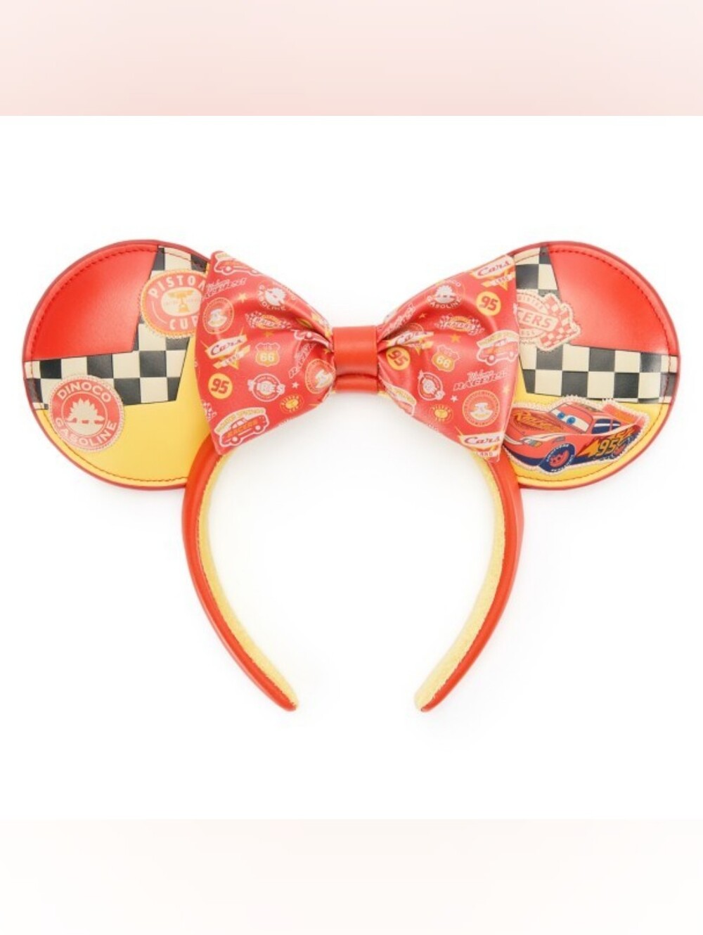 Disney Parks Lightning McQueen|Cars Red & Yellow Ears Headband w/ Removable Bow